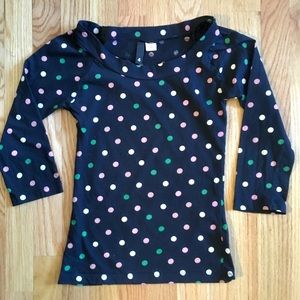 Polka dot ¾ sleeve top.